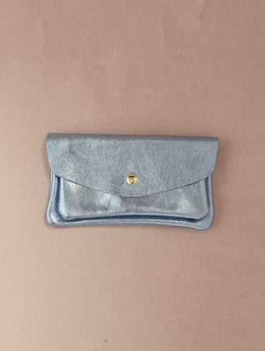 Porte monnaie cuir vachette double poches Kangourou: Doré