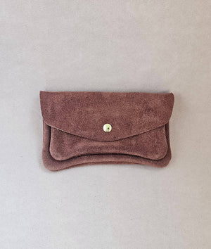 Pochette cuir effet daim - kangourou: Moutarde