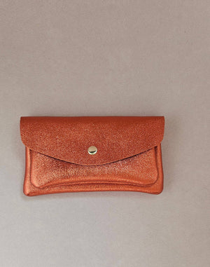 Porte monnaie cuir vachette double poches Kangourou: Fuxia