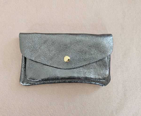 Porte monnaie cuir vachette double poches Kangourou: Homard