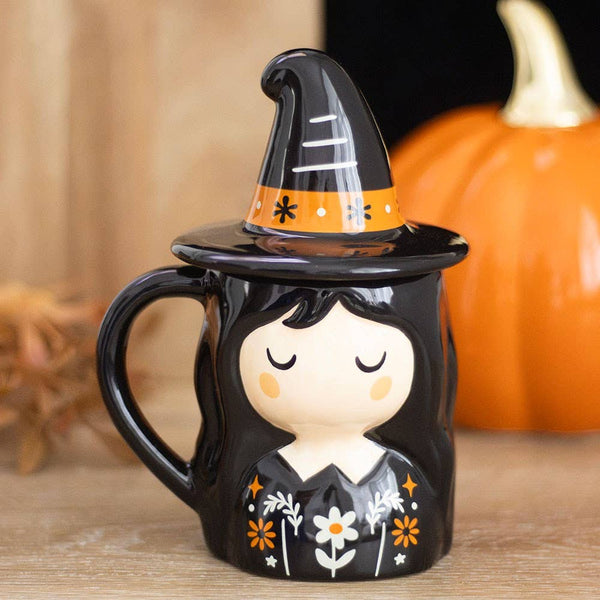 Mug à couvercle Sorcière folklorique effrayante