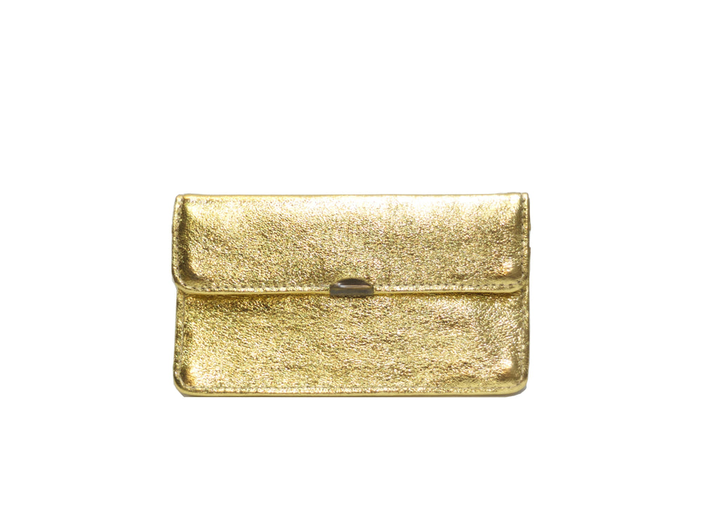 Porte monnaie cuir tout en un compact: Doré