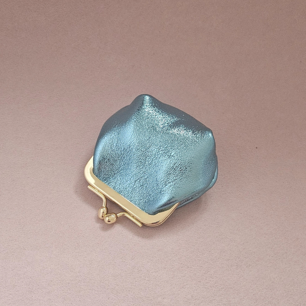 Mini bourse cuir rétro: Turquoise