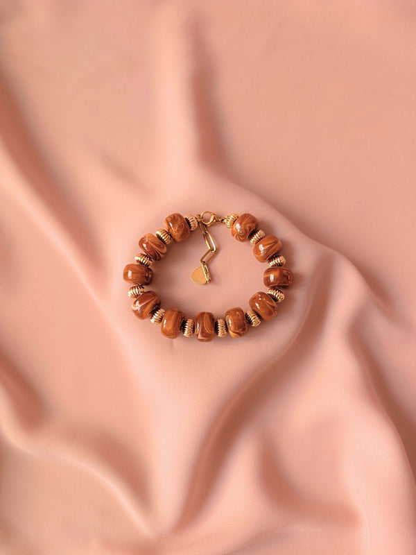 Bracelet GIGI: Caramel / Fermoir