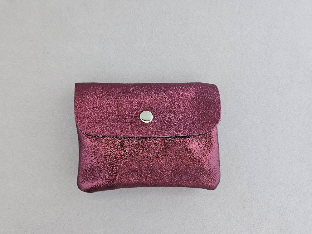 Porte-monnaie cuir  métallisé Kangoo: Bordeau