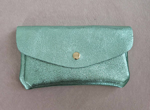 Porte monnaie cuir double poches Kangourou: Rose clair
