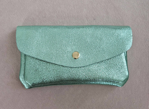 Porte monnaie cuir vachette double poches Kangourou: Léopard foncé