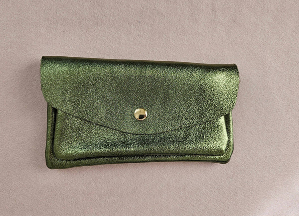 Porte monnaie cuir vachette double poches Kangourou: Léopard foncé