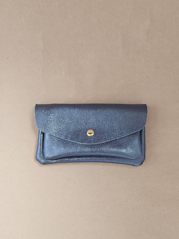 Porte monnaie cuir vachette double poches Kangourou: Doré