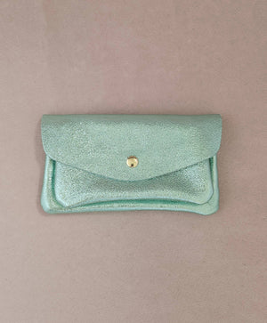 Porte monnaie cuir vachette double poches Kangourou: Fuxia