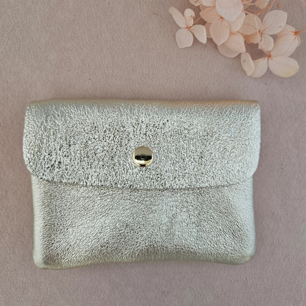 Porte-monnaie cuir vachette métallisé Kangoo: Rose fonçé