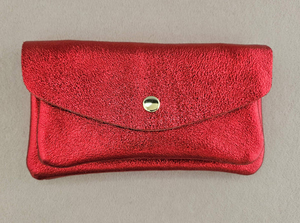 Porte monnaie cuir vachette double poches Kangourou: Léopard foncé