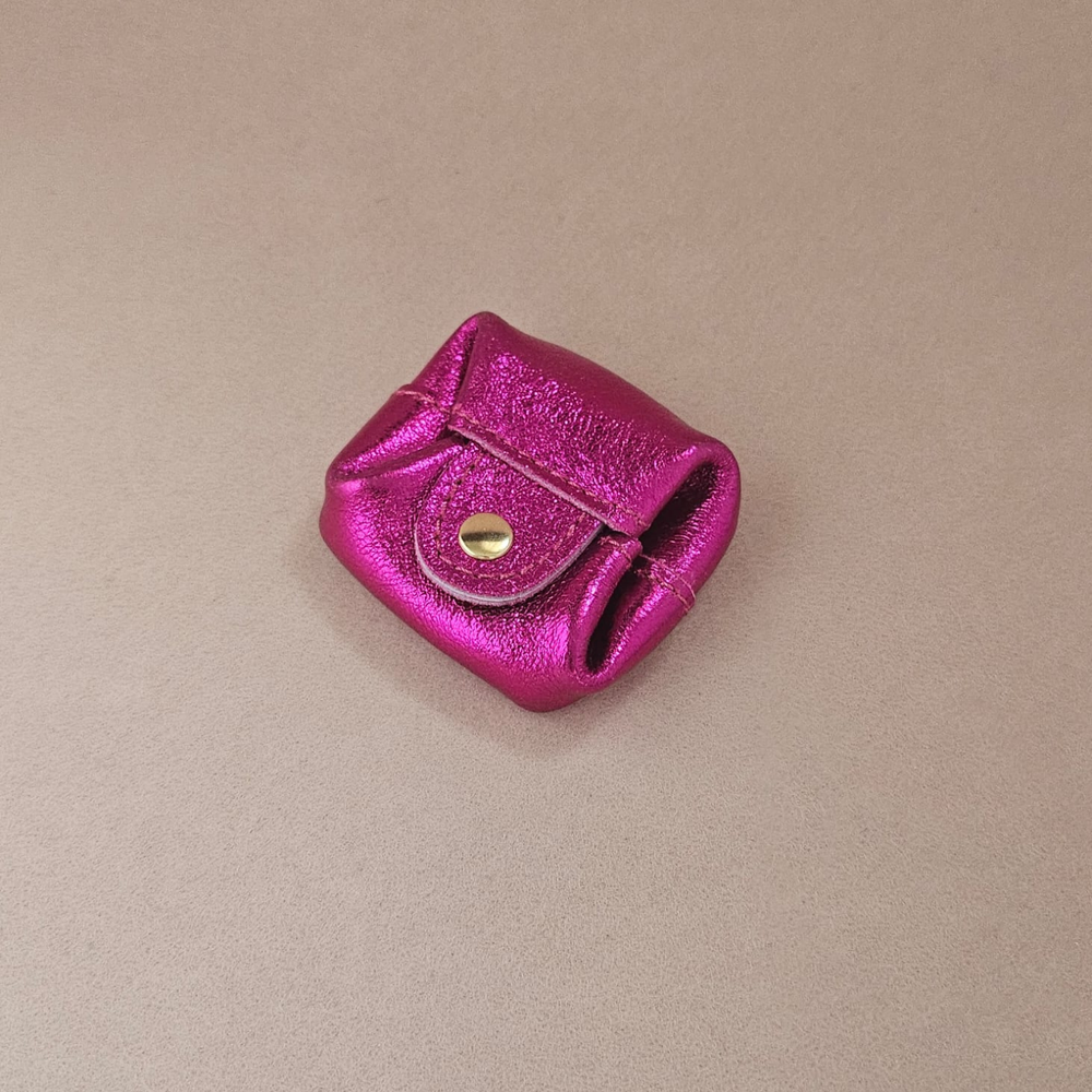 Porte monnaie carré cuir Crapaud: Fuxia