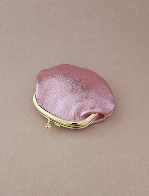 Bourse fermoir cuir rétro: Mauve