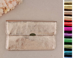 Porte monnaie cuir tout en un compact: Doré