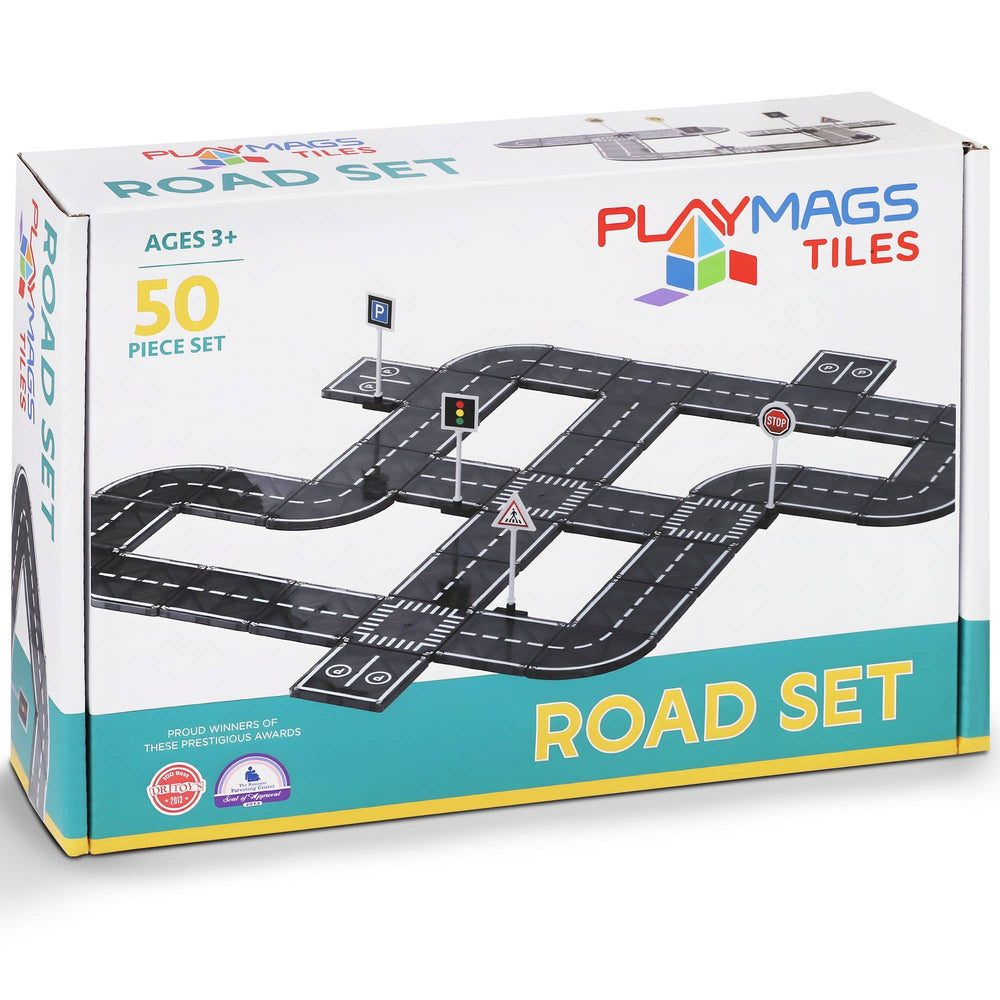 Playmags Ensemble de route en tuiles magnétiques