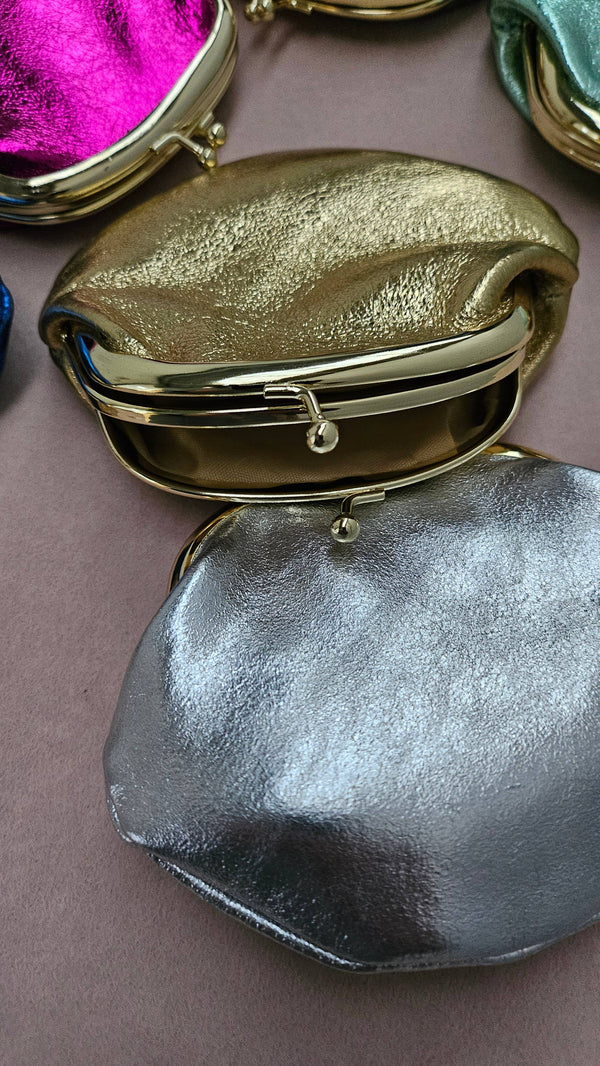 Bourse fermoir cuir rétro: Mauve