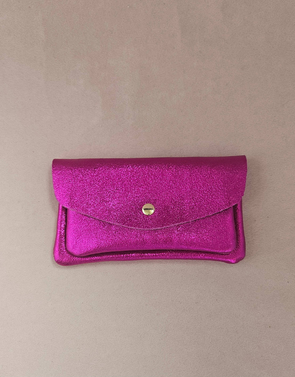 Porte monnaie cuir vachette double poches Kangourou: Fuxia